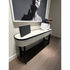 Rami floor sample console by Porada in Wengé-stained Canaletta walnut with leather details | Casa Design Group