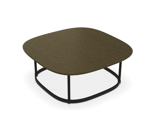 Regent Coffee Table RTQ09 by Molteni&C designed by Vincent Van Duysen with burnished metal base and lava stone top Casa Design Group