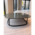 Regent Coffee Table RTQ09 by Molteni&C designed by Vincent Van Duysen with burnished metal base and lava stone top Casa Design Group