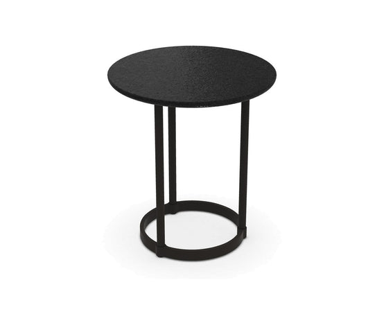 Regent Side Table RTR11 by Molteni&C designed by Vincent Van Duysen with burnished metal base and lava stone top Casa Design Group