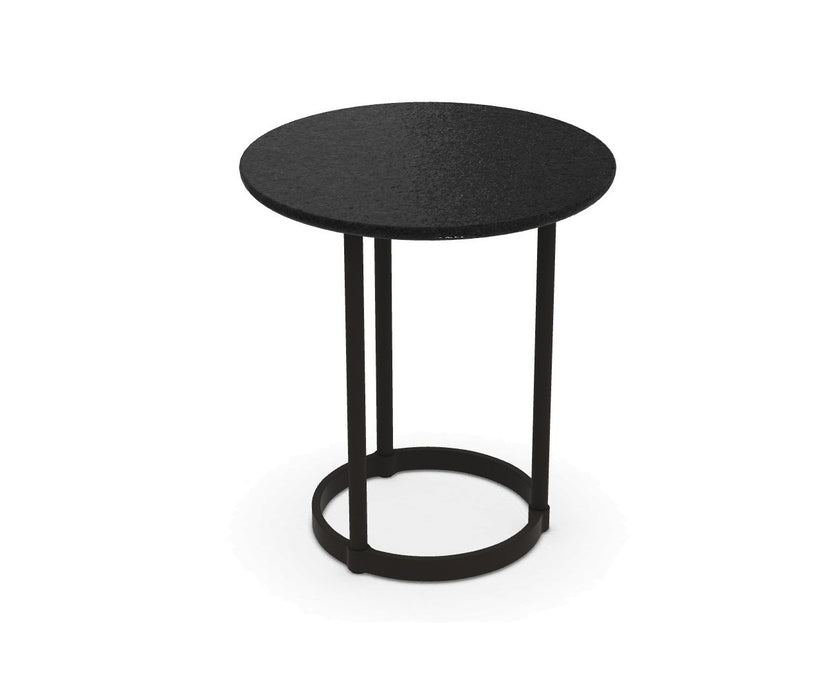 Regent Side Table RTR11 by Molteni&C designed by Vincent Van Duysen with burnished metal base and lava stone top Casa Design Group
