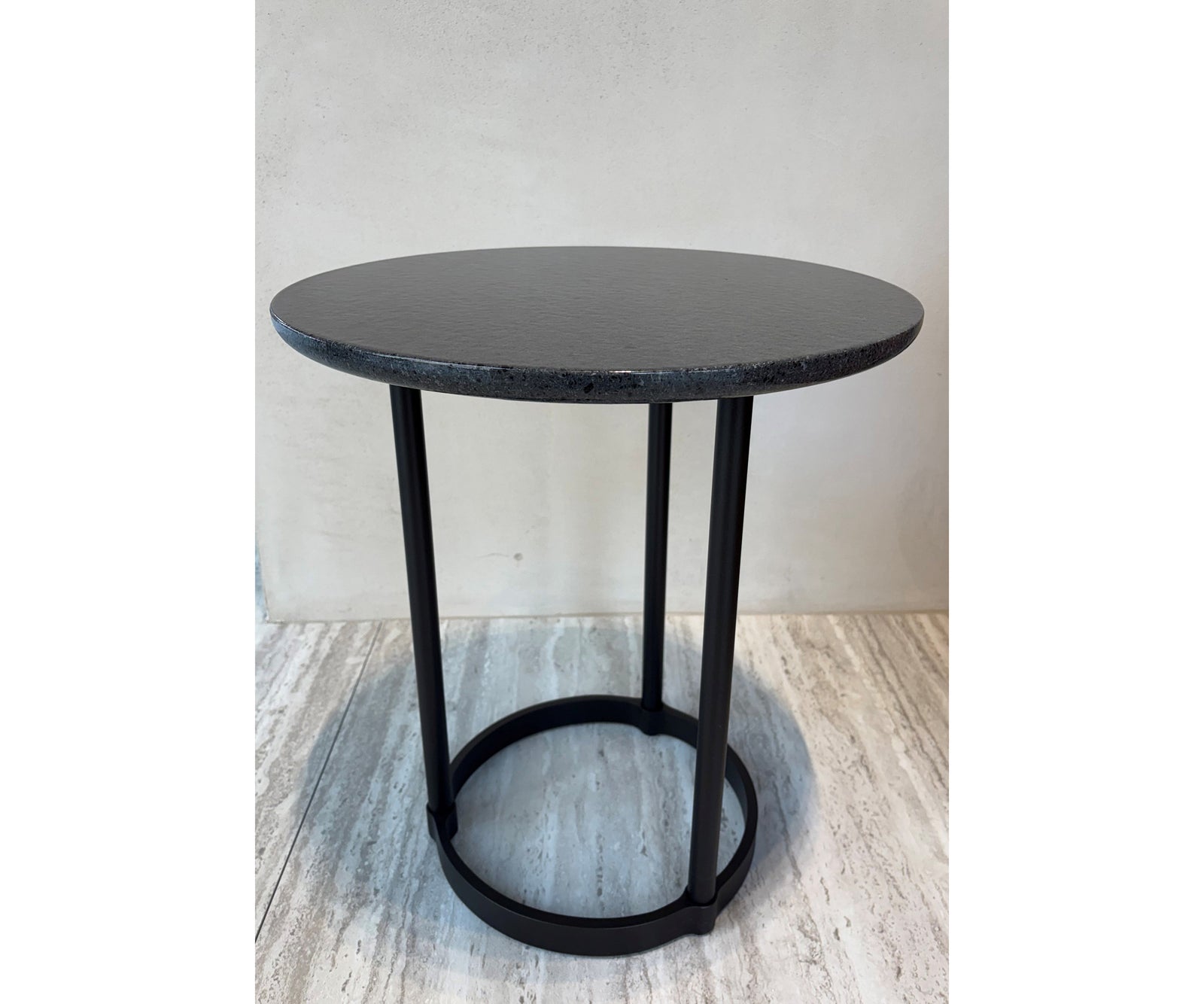 Regent Side Table RTR11 by Molteni&C designed by Vincent Van Duysen with burnished metal base and lava stone top Casa Design Group