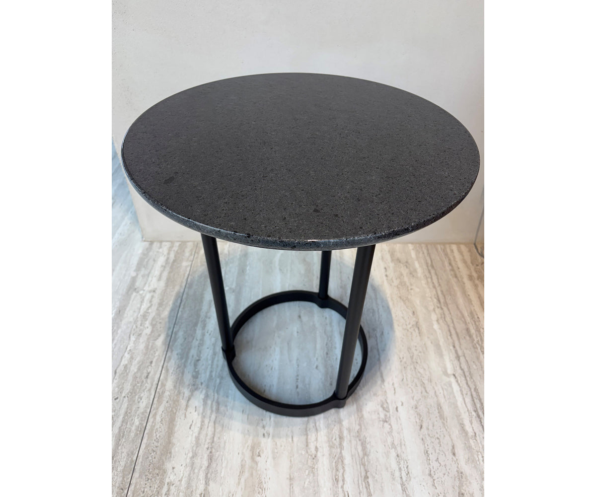Regent Side Table RTR11 by Molteni&C designed by Vincent Van Duysen with burnished metal base and lava stone top Casa Design Group