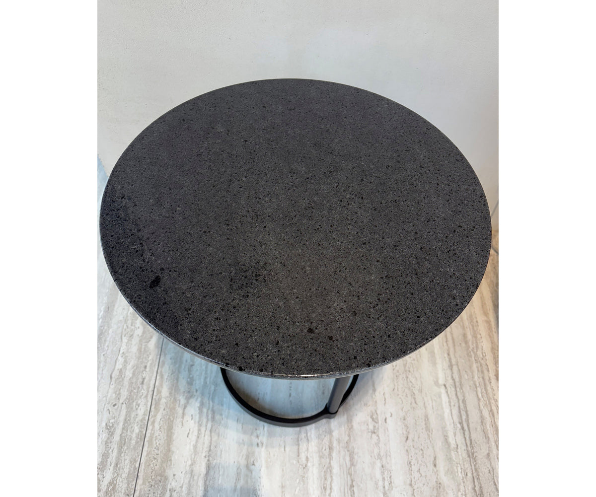 Regent Side Table RTR11 by Molteni&C designed by Vincent Van Duysen with burnished metal base and lava stone top Casa Design Group