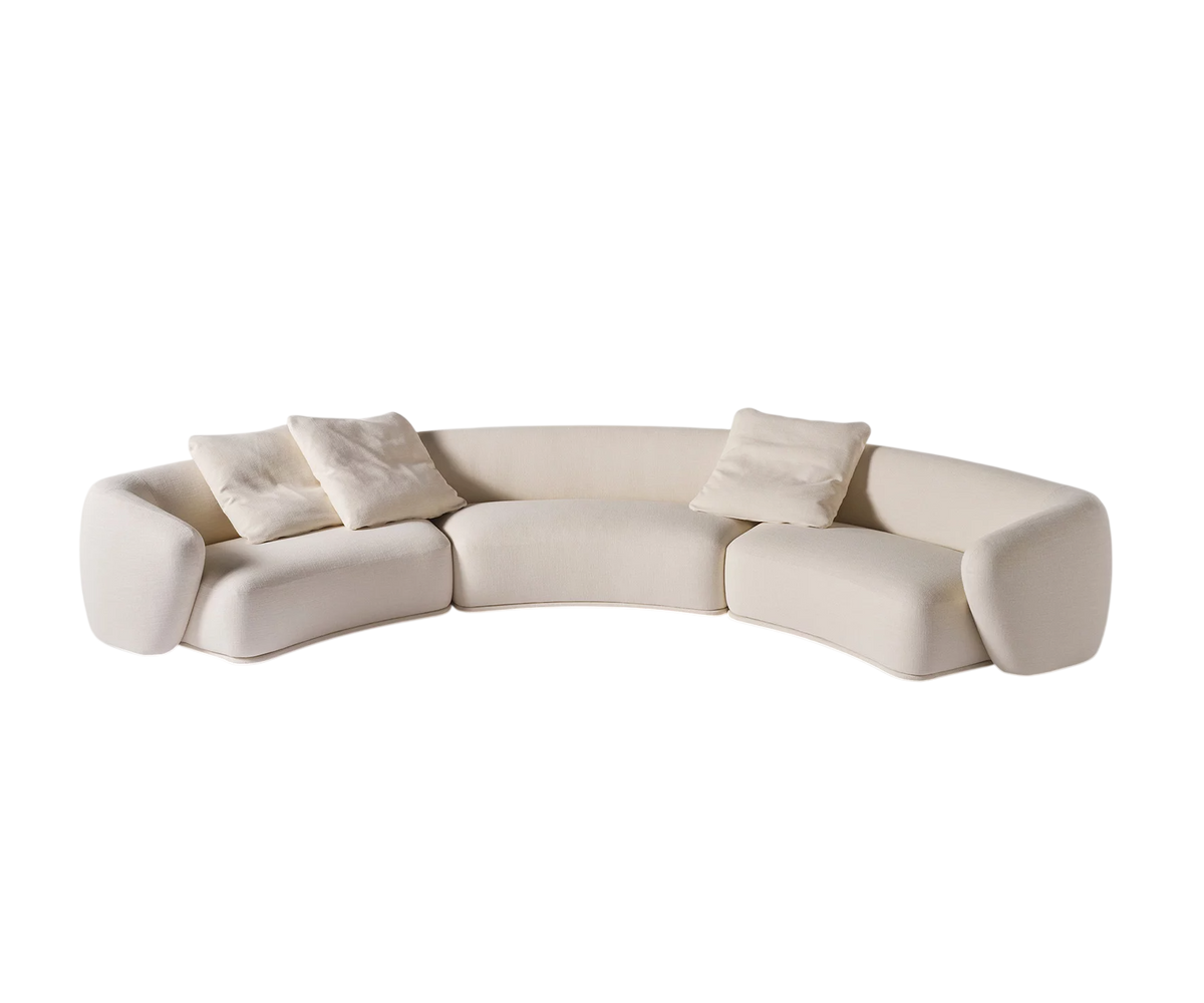 René Curved Modular Sofa by Meridiani with sculptural curved design