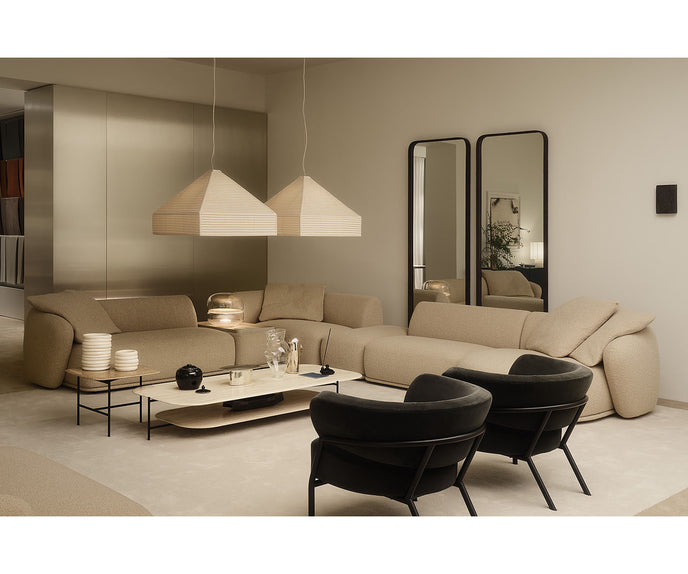 René Curved Modular Sofa by Meridiani with sculptural curved design
