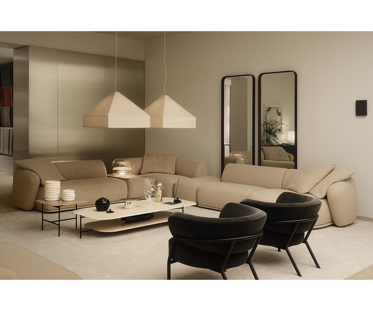 René Curved Modular Sofa by Meridiani with sculptural curved design