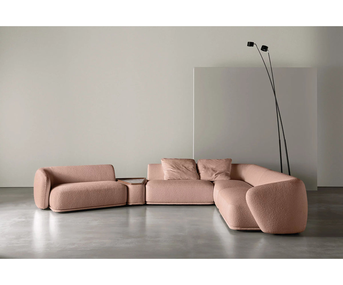 René Curved Modular Sofa by Meridiani with sculptural curved design