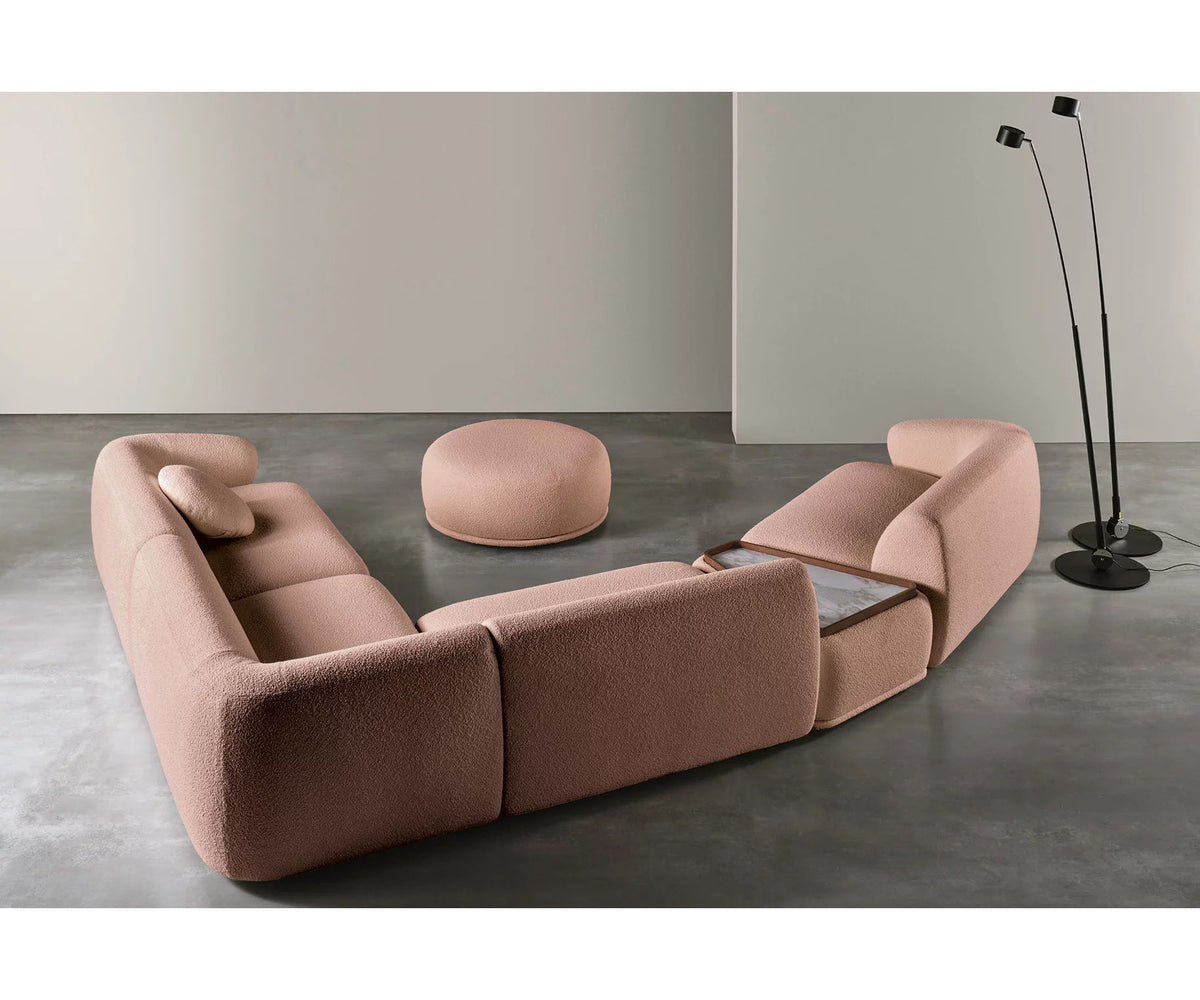 René Curved Modular Sofa by Meridiani with sculptural curved design