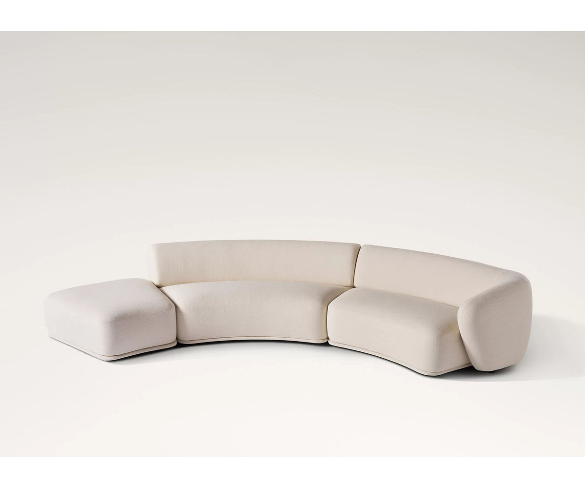 René Curved Modular Sofa by Meridiani with sculptural curved design