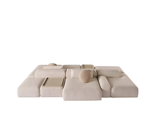 René Suite Modular Sofa by Meridiani with integrated ceramic trays