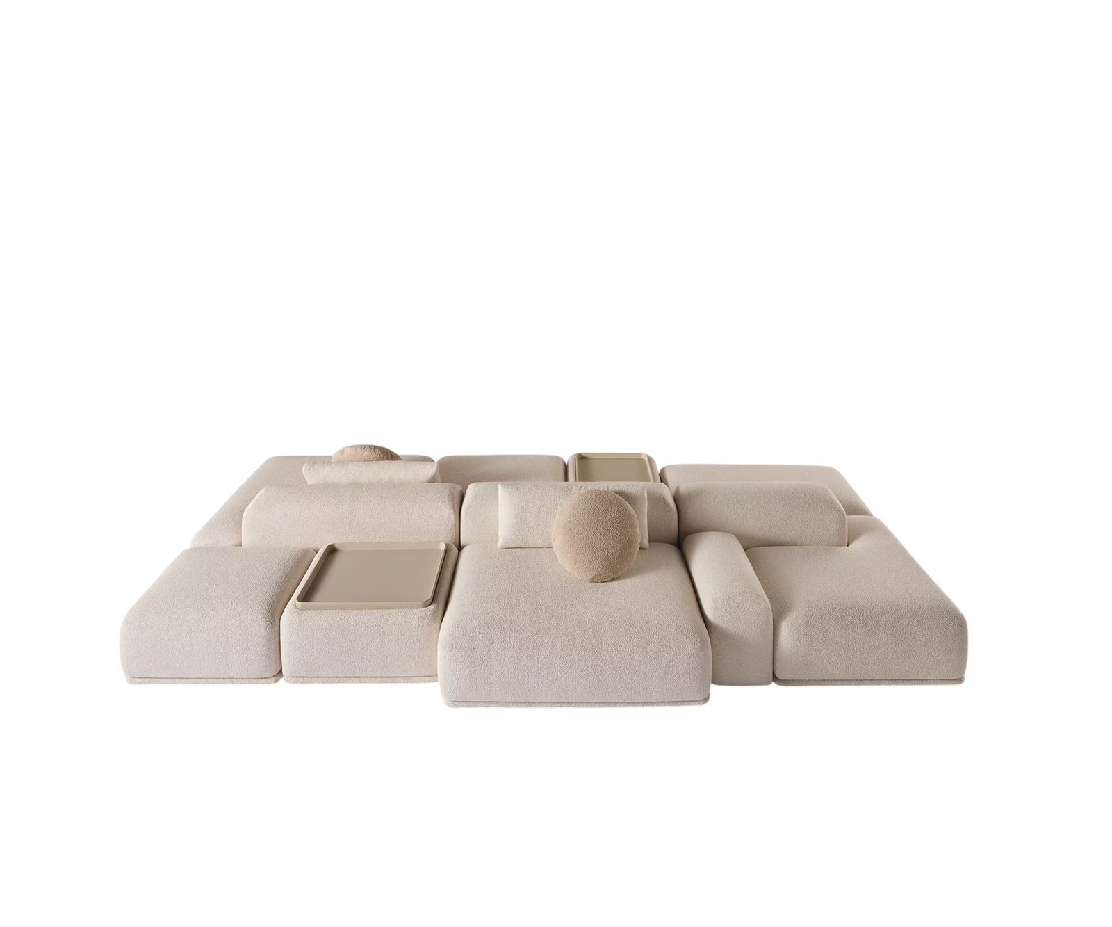 René Suite Modular Sofa by Meridiani with integrated ceramic trays