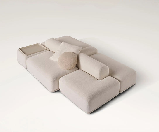 René Suite Modular Sofa by Meridiani with integrated ceramic trays