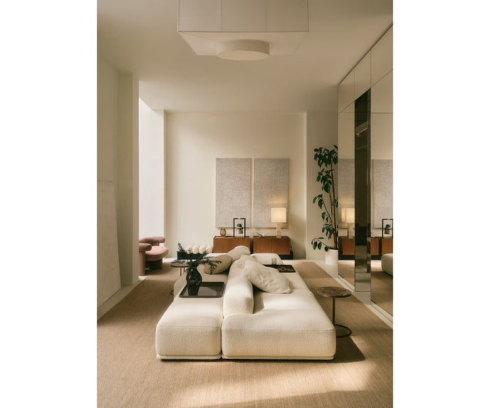 René Suite Modular Sofa by Meridiani with integrated ceramic trays
