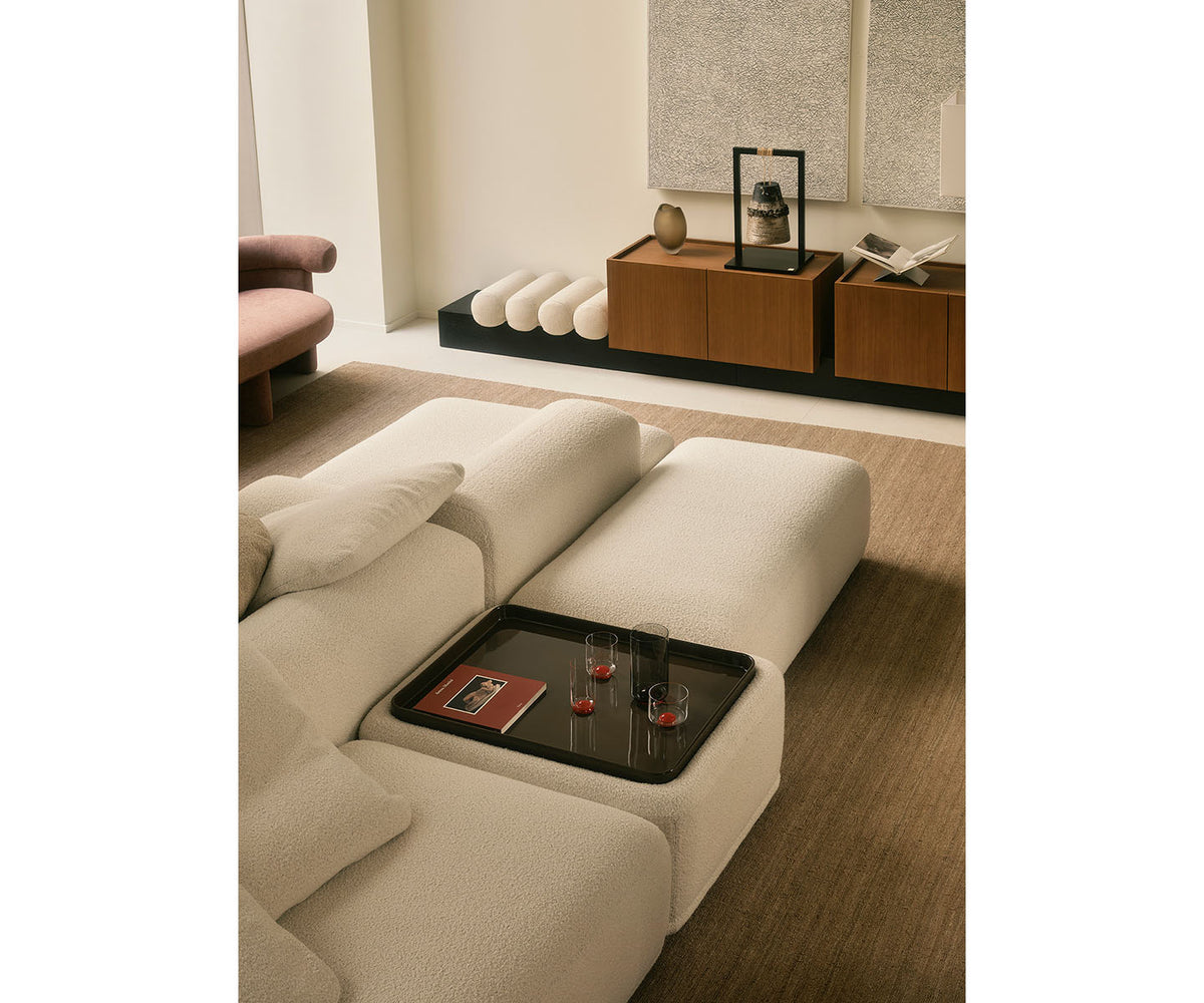 René Suite Modular Sofa by Meridiani with integrated ceramic trays