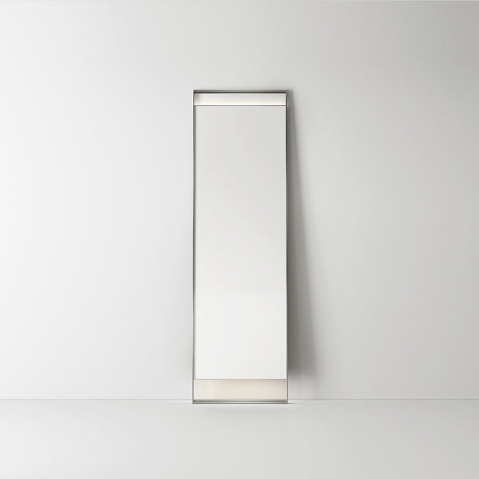 Rialto Mirrors with slender aluminum frames, rectangular reflective surfaces and optional integrated LED lighting by Rimadesio | Casa Design Group