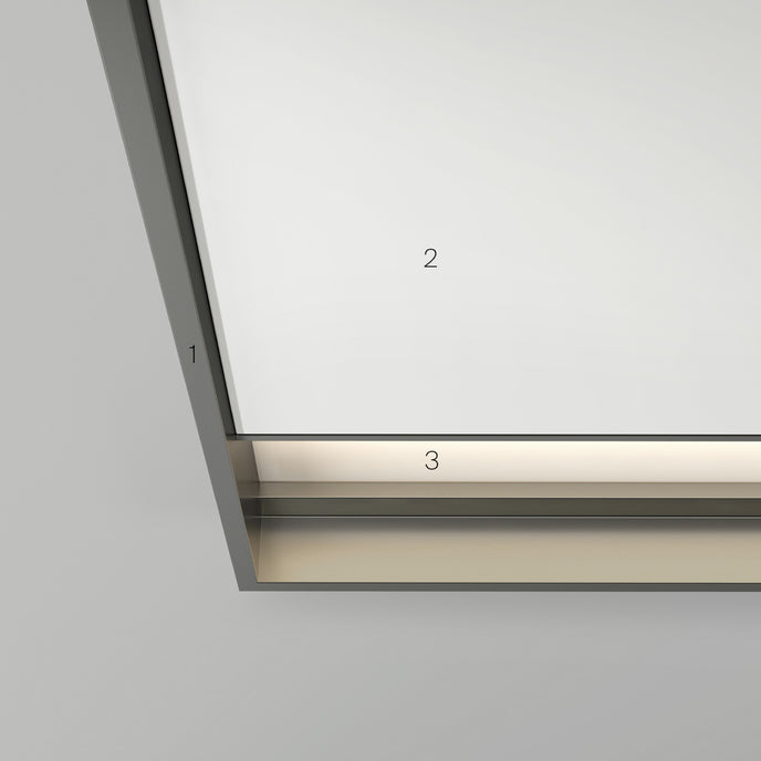 Rialto Mirrors with slender aluminum frames, rectangular reflective surfaces and optional integrated LED lighting by Rimadesio | Casa Design Group