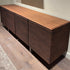 Riga Sideboard floor sample, Canaletta walnut structure, and satin chrome metal base – Casa Design Group