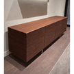 Riga Sideboard floor sample, Canaletta walnut structure, and satin chrome metal base – Casa Design Group