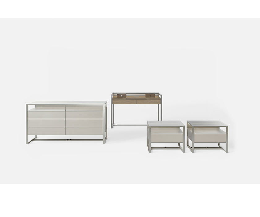 High-End Rialto Nightstand by Rimadesio with Elegant Glass and Wood Details | Casa Design Group