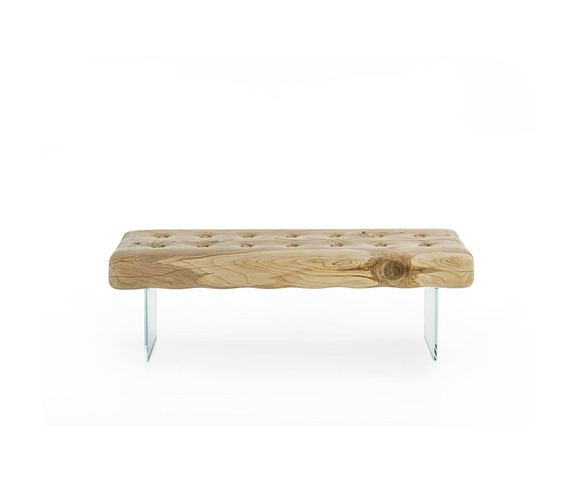 Giacinto Bench by Riva 1920 in Solid Scented Cedar with Glass or Iron Legs | Casa Design Group