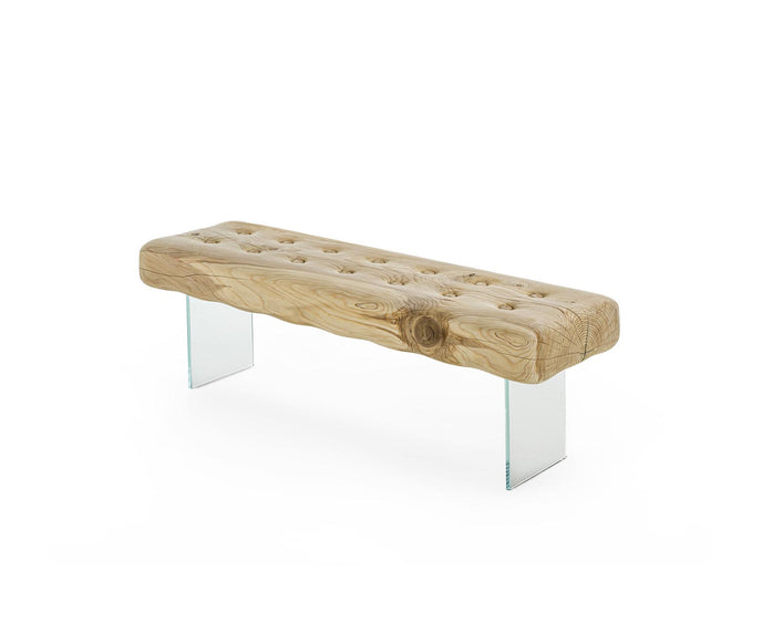 Giacinto Bench by Riva 1920 in Solid Scented Cedar with Glass or Iron Legs | Casa Design Group