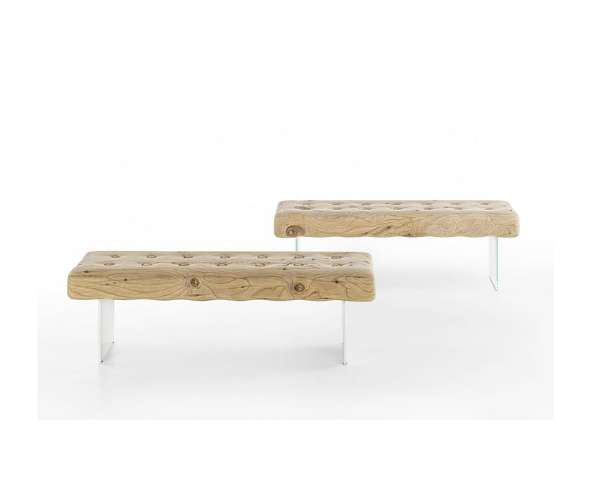 Giacinto Bench by Riva 1920 in Solid Scented Cedar with Glass or Iron Legs | Casa Design Group