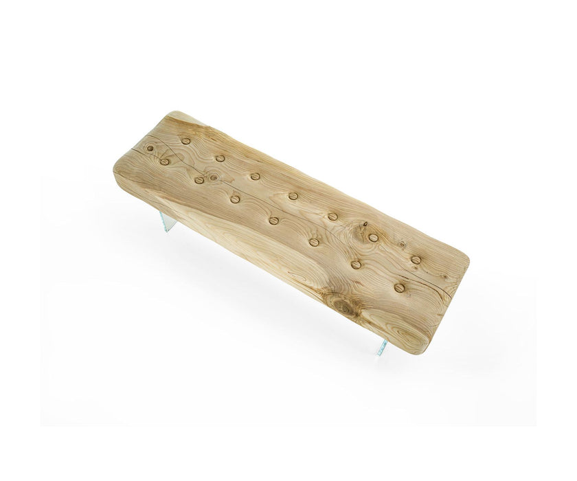 Giacinto Bench by Riva 1920 in Solid Scented Cedar with Glass or Iron Legs | Casa Design Group