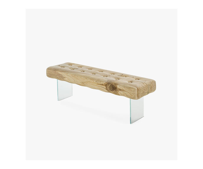 Giacinto Bench by Riva 1920 in Solid Scented Cedar with Glass or Iron Legs | Casa Design Group