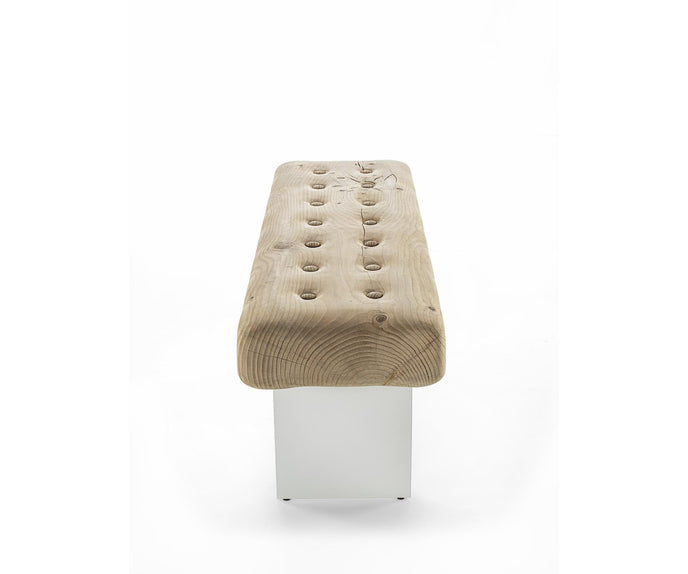 Giacinto Bench by Riva 1920 in Solid Scented Cedar with Glass or Iron Legs | Casa Design Group