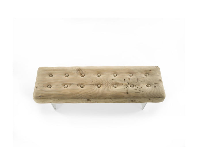 Giacinto Bench by Riva 1920 in Solid Scented Cedar with Glass or Iron Legs | Casa Design Group