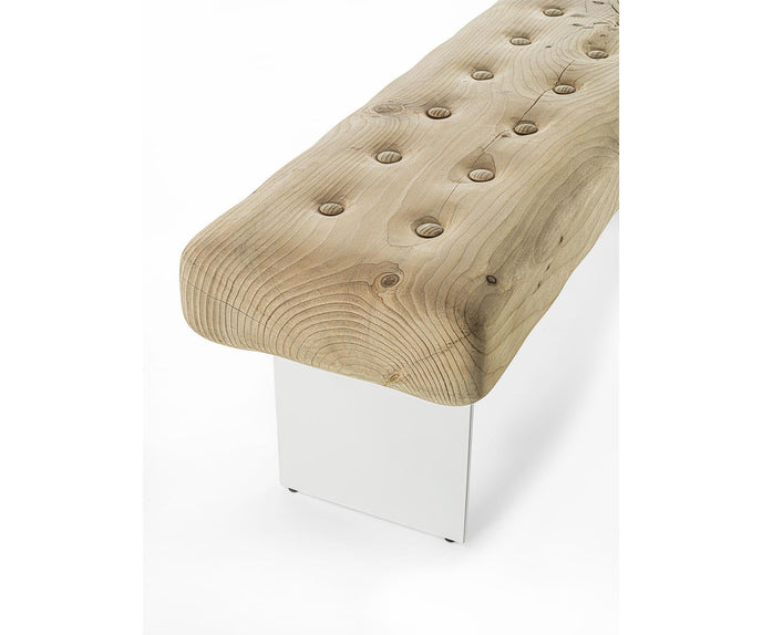 Giacinto Bench by Riva 1920 in Solid Scented Cedar with Glass or Iron Legs | Casa Design Group