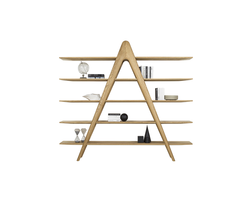 A-Book Solid Walnut and Oak Bookcase by Riva 1920
