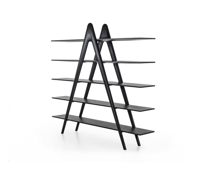 A-Book Solid Walnut and Oak Bookcase by Riva 1920