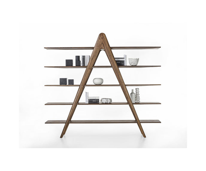 A-Book Solid Walnut and Oak Bookcase by Riva 1920