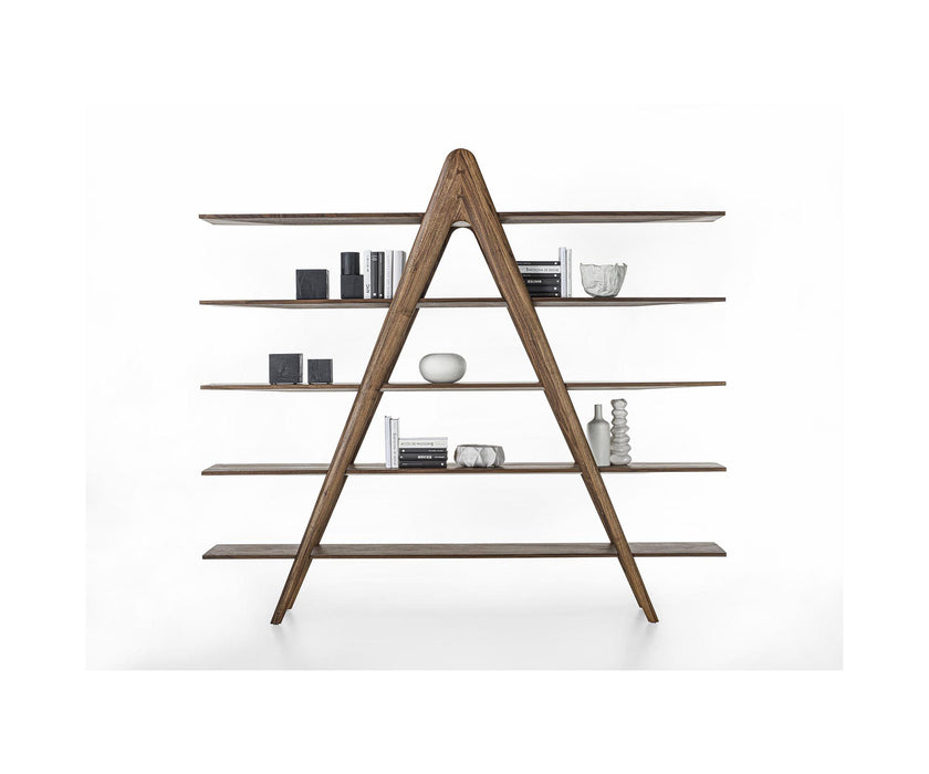 A-Book Solid Walnut and Oak Bookcase by Riva 1920