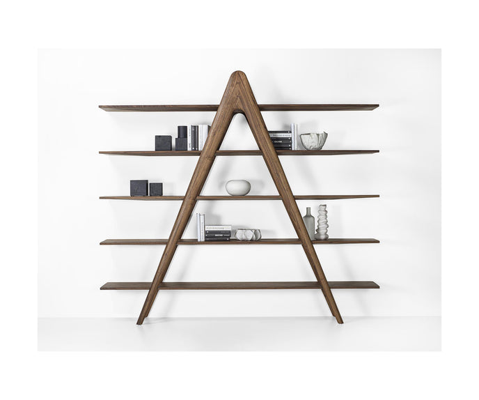 A-Book Solid Walnut and Oak Bookcase by Riva 1920