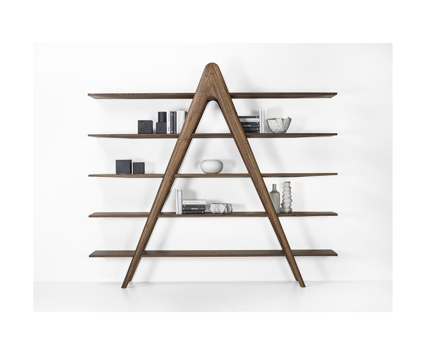 A-Book Solid Walnut and Oak Bookcase by Riva 1920