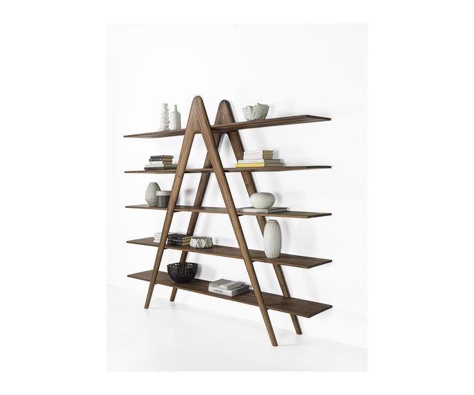 A-Book Solid Walnut and Oak Bookcase by Riva 1920