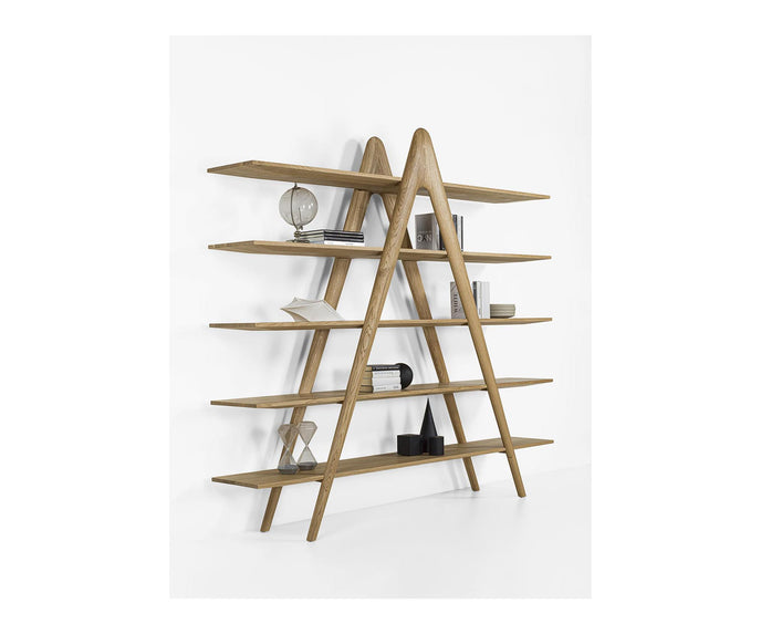A-Book Solid Walnut and Oak Bookcase by Riva 1920