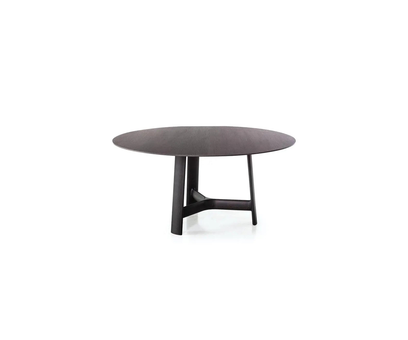 River 3351 dining table by Bross with solid wood base and round top in wood glass or marble Casa Design Group