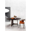 River 3351 dining table by Bross with solid wood base and round top in wood glass or marble Casa Design Group