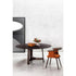 River 3351 dining table by Bross with solid wood base and round top in wood glass or marble Casa Design Group