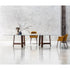 River 3355 table by Bross with solid wood base and oval top in wood glass or marble Casa Design Group