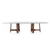 River 3355 table by Bross with solid wood base and oval top in wood glass or marble Casa Design Group