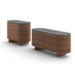 Rondos dresser by Cassina designed by Patricia Urquiola with rounded wooden structure and marble top Casa Design Group