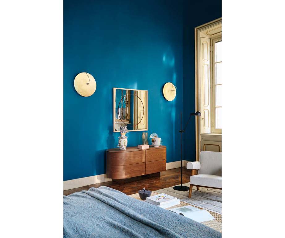 Rondos dresser by Cassina designed by Patricia Urquiola with rounded wooden structure and marble top Casa Design Group