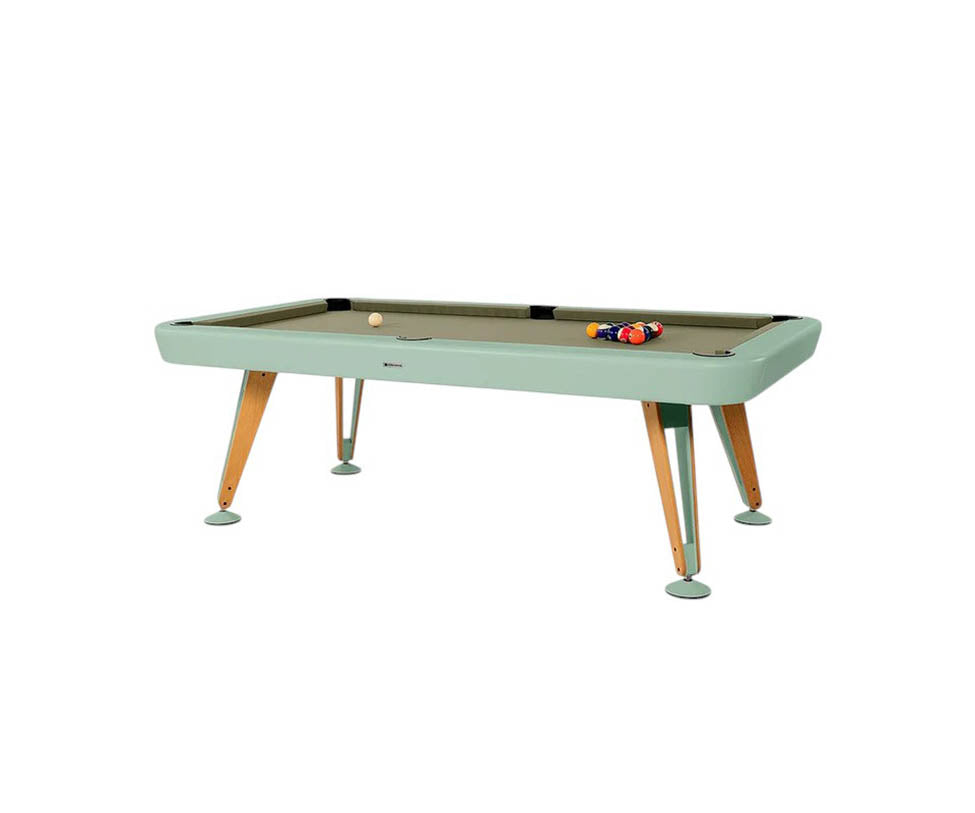 Modern billiard table by RS Barcelona in steel and iroko wood Casa Design Group