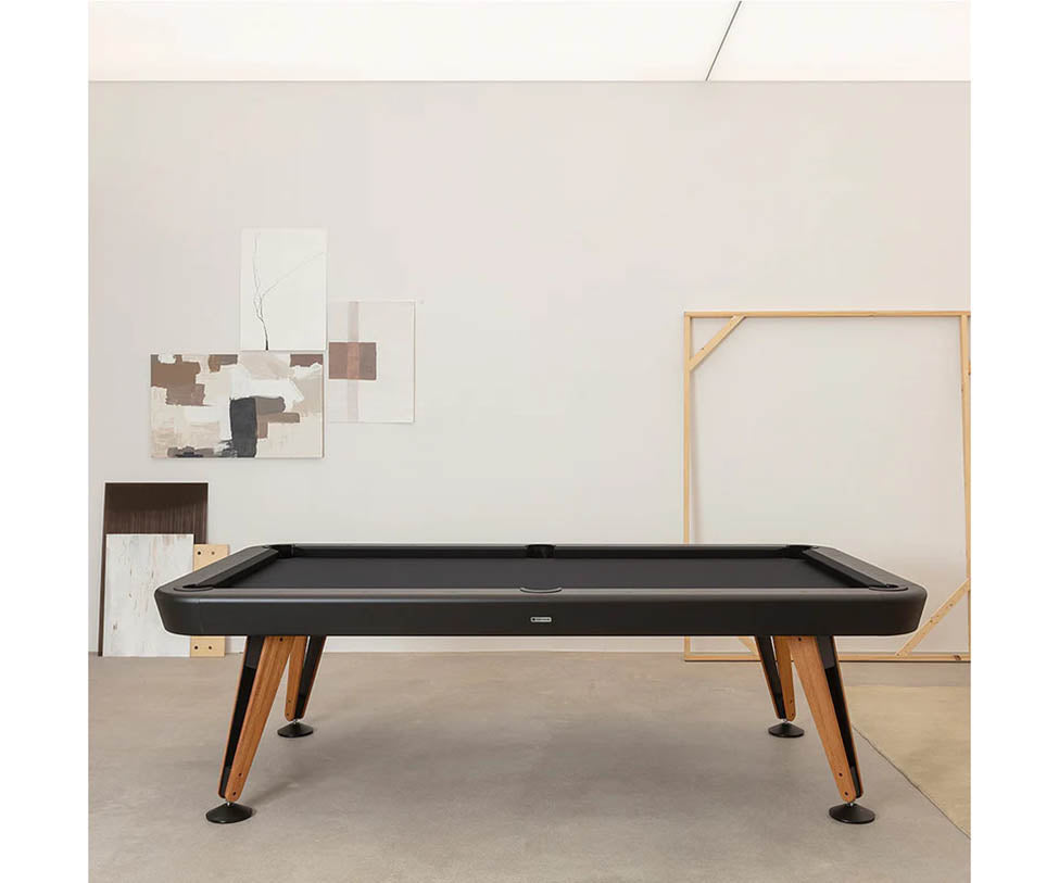 Modern billiard table by RS Barcelona in steel and iroko wood Casa Design Group