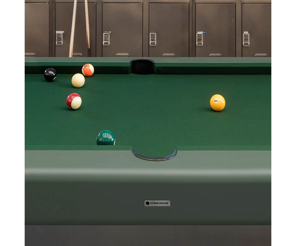 Modern billiard table by RS Barcelona in steel and iroko wood Casa Design Group